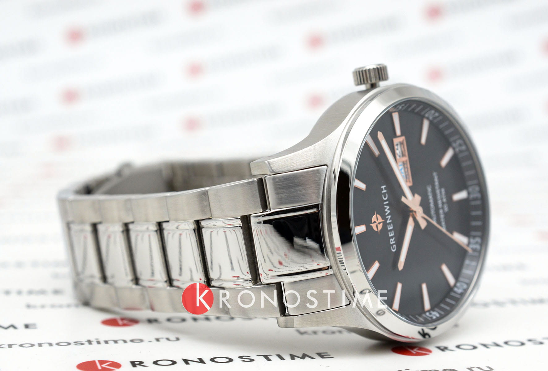 Greenwich Greenwich Good Luck GW 054.10.30,  англия мужские часы на браслете нержавеющая сталь боковой вид